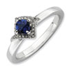 Stackable Expressions Polished Sterling Silver Created Sapphire & Diamond Ring