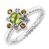 Stackable Expressions Sterling Silver Peridot, Citrine & Diamond Ring