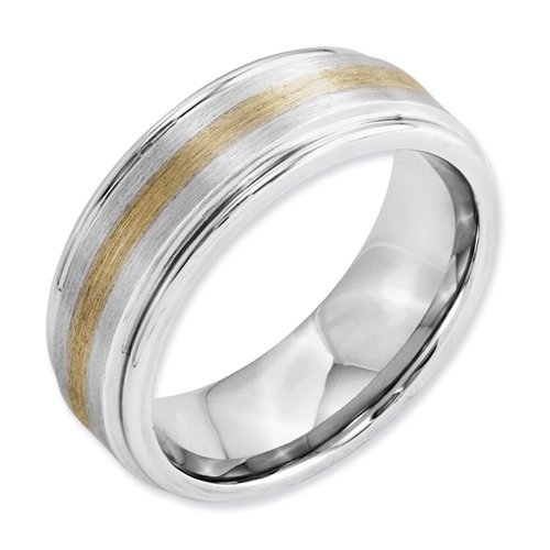 Chisel Cobalt Chromium 14k Gold Inlay Satin and Polished 8mm Band Chisel Jewelry