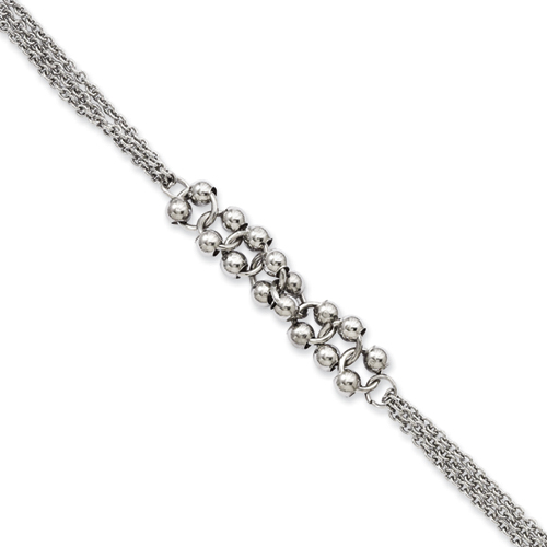 Chisel Stainless Steel Polished Beads 7.25 inch Bracelet Chisel Jewelry Contemporary Jewelry