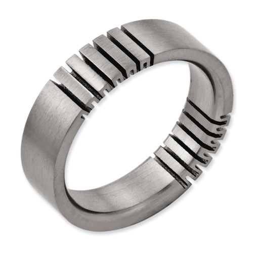 Chisel Titanium Grooved 6mm Satin Band Chisel Jewelry Contemporary