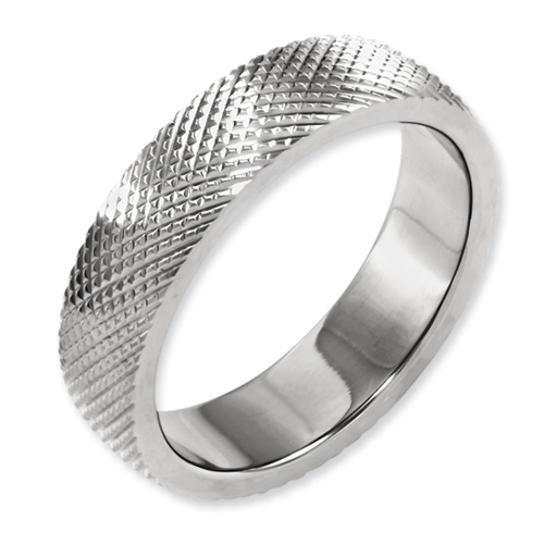 Chisel Titanium 6mm Patterned Polished Band Chisel Jewelry
