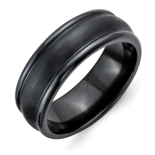 Chisel Titanium Black Brushed and Polished Domed 8mm Band Chisel