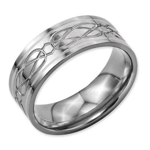 Chisel Titanium Sterling Silver Inlay Celtic Knot Flat 8mm Polished