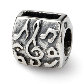 Reflection Beads Sterling Silver Treble Clef & Notes Bead