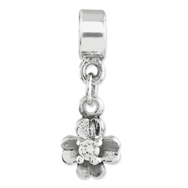 Reflection Beads Sterling Silver Kids CZ Clover Dangle Bead