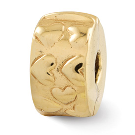 Reflection Beads Sterling Silver and Gold-plated Hinged Hearts Clip Bead