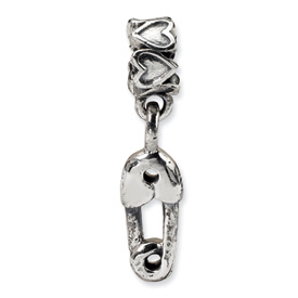Reflection Beads Sterling Silver Kids Safety Pin Dangle Bead