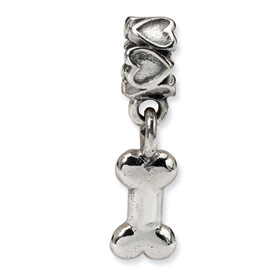 Reflection Beads Sterling Silver Kids Dog Bone Dangle Bead
