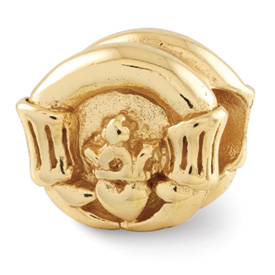 Reflection Beads Sterling Silver and Gold-plated Claddagh Bead