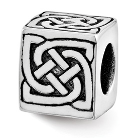 Reflection Beads Sterling Silver Celtic Block Bead