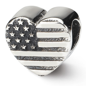 Reflection Beads Sterling Silver Heart Flag Bead