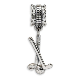Reflection Beads Sterling Silver Golf Clubs and Ball Dangle Bead