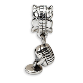 Reflection Beads Sterling Silver Microphone Dangle Bead