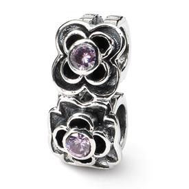 Reflection Beads Sterling Silver Pink CZ Connector Bead