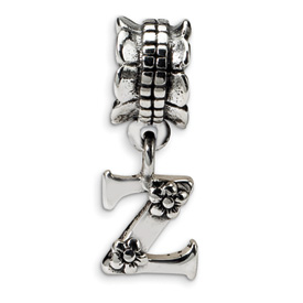 Reflection Beads Sterling Silver Letter Z Dangle Bead