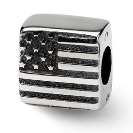 Reflection Beads Sterling Silver  Flag Bead