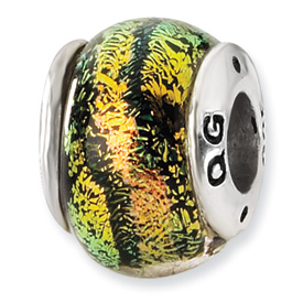 Reflection Beads Sterling Silver Orange Dichroic Glass Bead