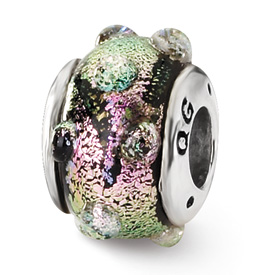 Reflection Beads Sterling Silver Purple Dichroic Glass Bead