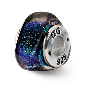 Reflection Beads Sterling Silver Green Dichroic Glass Triangle Bead
