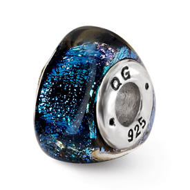 Reflection Beads Sterling Silver Blue Dichroic Glass Triangle Bead