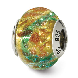 Reflection Beads Sterling Silver Yellow/Blue/Gold Italian Murano Bead
