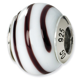 Reflection Beads Sterling Silver White/Brown Italian Murano Bead