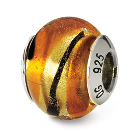 Reflection Beads Sterling Silver Yellow/Gold/Black Italian Murano Bead