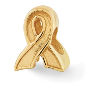 Reflection Beads Sterling Silver and Gold-plated Awareness Ribbon Bead