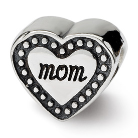 Reflection Beads Sterling Silver Mom Heart Bead