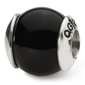 Reflection Beads Sterling Silver Black Sardonyx Stone Bead