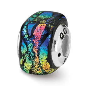 Reflection Beads Sterling Silver Rainbow Swirl Dichroic Glass Bead