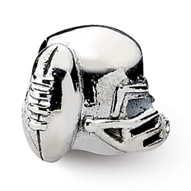 Reflection Beads Sterling Silver Football Helmet Bead