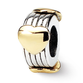 Reflection Beads Sterling Silver & 14k Yellow Gold Heart Bead