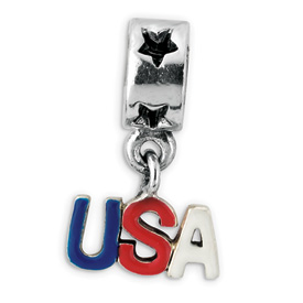 Reflection Beads Sterling Silver Enameled USA Dangle Bead