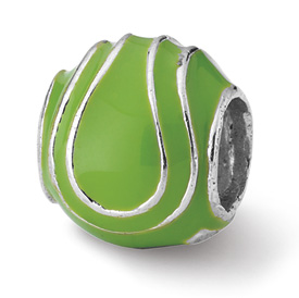 Reflection Beads Sterling Silver Enameled Tennis Ball Bead