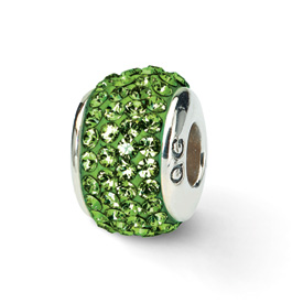 Reflection Beads Sterling Silver  Green  Full Swarovski Elements Bead