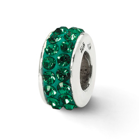 Reflection Beads Sterling Silver  Green Double Row Swarovski Elements Bead