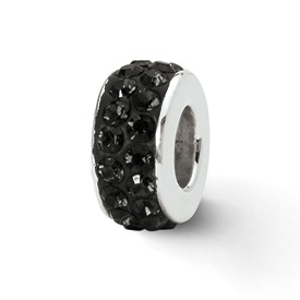 Reflection Beads Sterling Silver  Black Double Row Swarovski Elements Bead