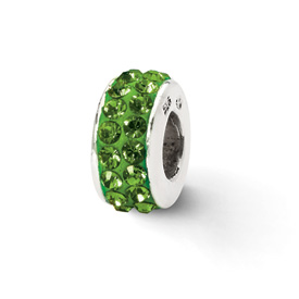 Reflection Beads Sterling Silver  Green  Double Row Swarovski Elements Bead