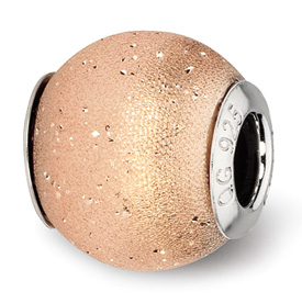 Reflection Beads Sterling Silver Rose Gold-plated Laser Cut Bead