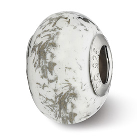 Reflection Beads Sterling Silver White w/Platinum Foil Ceramic Bead
