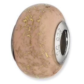 Reflection Beads Sterling Silver Light Pink w/Gold Foil Ceramic Bead