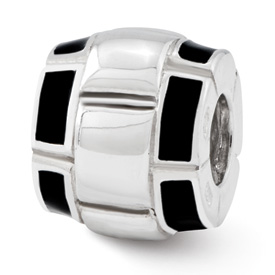 Reflection Beads Sterling Silver Black Enamel Bali Bead