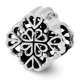Reflection Beads Sterling Silver Four Leaf Clover Bali Bead
