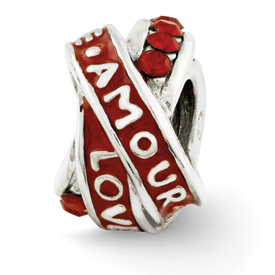 Reflection Beads Sterling Silver Love, Amour Red Swarovski Elements Bead