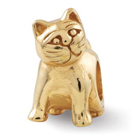 Reflection Beads Sterling Silver and Gold-plated Cat Bead