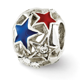 Reflection Beads Sterling Silver Enameled Stars Bead