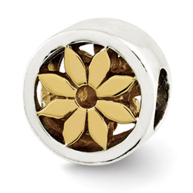 Reflection Beads Sterling Silver Gold-plated Flower Bead