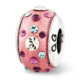 Reflection Beads Sterling Silver Pink Molded with Swarovski Elements Bead